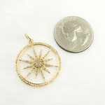 Load image into Gallery viewer, GDP430. 14K Solid Gold Diamond Circle & Star Charm