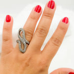 Load image into Gallery viewer, DR09. Diamond Black Rhodium Sterling Silver Organic Shape Ring