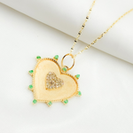Load image into Gallery viewer, 14K Solid Gold Heart Charm with Diamonds and Gemstones. CGDP23
