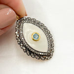 Load image into Gallery viewer, Silver Eye Enamel Pendant with Gemstone