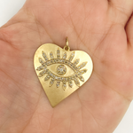 Load image into Gallery viewer, 14K Solid Gold with Diamonds Heart Shape with Evil Eye Charm. GDP23