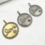 Load image into Gallery viewer, DP500. Diamond Sterling Silver Round Love Pendant with Gemstone Heart