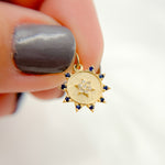 Load image into Gallery viewer, GDP442. 14K Solid Gold Diamond Circle Charm with Star