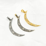 Load image into Gallery viewer, Diamond Sterling Silver Moon Pendant with Polki Diamond