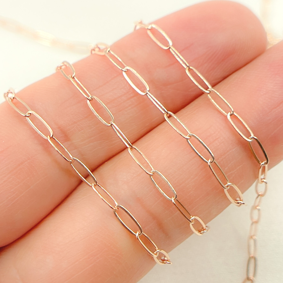 Rose Gold Filled Flat Paperclip Link Chain. 1606FRGF