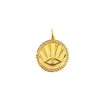 Load image into Gallery viewer, 14K Solid Gold Charm. Circle Pendant with Diamonds. GDP201