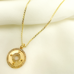 Load image into Gallery viewer, 14K Solid Gold with Diamonds Circle Shape Charm with Stars. GDP67