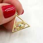 Load image into Gallery viewer, Diamond Sterling Silver Triangle Eye Pendant with Gemstone