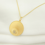 Load image into Gallery viewer, 14K Solid Gold Charm. Circle Pendant with Diamonds. GDP233