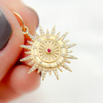 Load image into Gallery viewer, 14k Solid Gold Diamond and Gemstone Sun Charm. GDP542