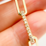 Load image into Gallery viewer, EFF51957. 14K Solid Gold and Diamonds Paper Clip Dangle Earrings
