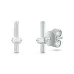 Load image into Gallery viewer, 14K Solid Gold Diamond Bar Studs in White