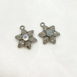 Load image into Gallery viewer, DSC033. Diamond Sterling Silver Flower Charm with Gemstone