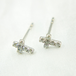Load image into Gallery viewer, ER413908W. 14k Solid White Gold Diamond Cross Studs