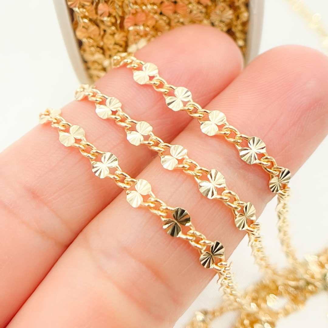 V212GF. 14k Gold Filled Curb & Diamond Cut Marina Link