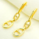 Load image into Gallery viewer, 14K Gold &amp; Diamonds Dangle Gucci Style Earrings. EFC52336

