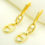 Load image into Gallery viewer, EFC52336. 14k Solid Gold & Diamonds Dangle Marina Style Earrings
