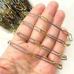 Load image into Gallery viewer, Oxidized, Gold Plated 925 Sterling Silver Paperclip Smooth & Diamond Cut Link Chain