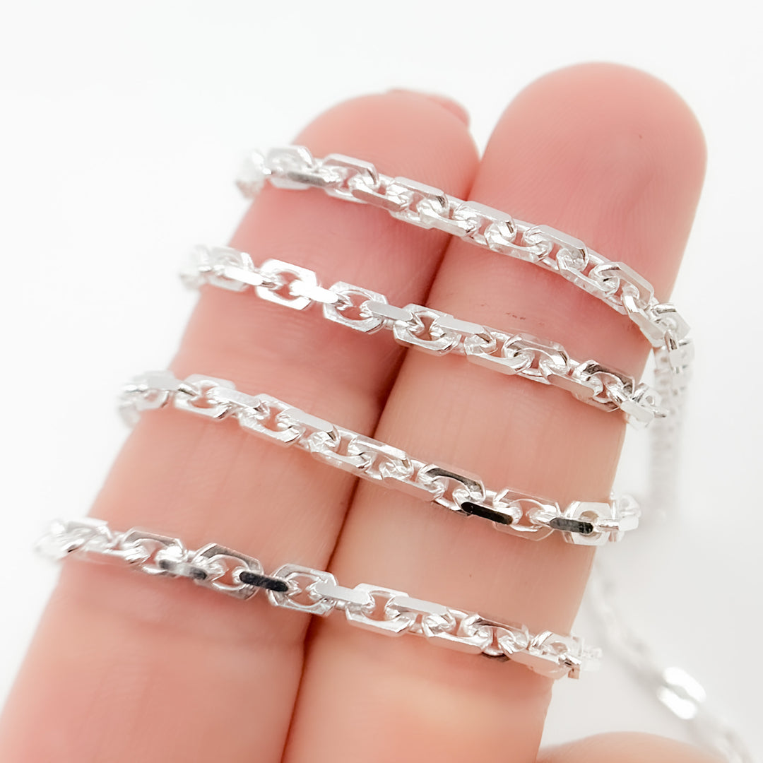 Sterling Silver Diamond Cut Box Link Chain