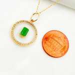 Load image into Gallery viewer, 14K Solid Gold Diamond Circle Shape Crystal Charm with Gemstone in the Center. GDP598