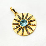 Load image into Gallery viewer, DSP067. Diamond Sterling Silver Round Sun Pendant with Gemstone