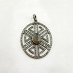 Load image into Gallery viewer, DP680. Diamond Sterling Silver Oval Fancy Pendant