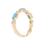Load image into Gallery viewer, CR97067TQ5X3. 14K Solid Yellow Gold Diamond and Turquoise Band Ring