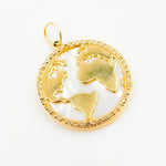 Load image into Gallery viewer, GDP457. 14K Solid Gold Mother of Pearl and Diamonds World Round Pendant