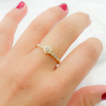 Load image into Gallery viewer, 14K Solid Yellow Gold Diamond Hexagon Ring.