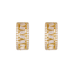 Load image into Gallery viewer, 14K Solid Yellow Gold Diamond Baguette Huggie Hoop Earrings
