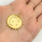 Load image into Gallery viewer, GDP17A. 14K Solid Gold with Diamonds Circle Shape Charm with Moon and Star in the Center