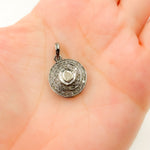 Load image into Gallery viewer, DC383. Diamond Sterling Silver Round Charm with Polki Diamond