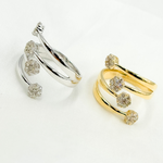 Load image into Gallery viewer, 14k Solid Gold Spiral Diamond Flowers Ring.