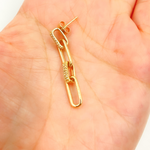 Load image into Gallery viewer, EFC51944. 14K Solid Gold and Diamonds Paper Clip Dangle Earrings