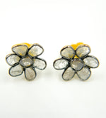 Load image into Gallery viewer, DE030. Diamond Silver Flower Studs