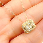 Load image into Gallery viewer, PFF32462. 14k Solid Yellow Gold Cable Link Necklace with Diamonds