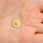 Load image into Gallery viewer, GDP530. 14K Solid Gold Circle Charm with Diamonds and Star in the Center
