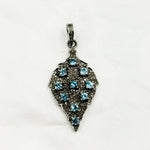 Load image into Gallery viewer, DSP038. Diamond Sterling Silver Leaf Shape Pendant with Gemstones