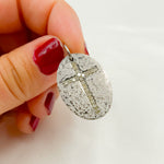 Load image into Gallery viewer, DC531. Diamond Sterling Silver Oval Cross Pendant