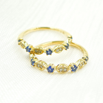 Load image into Gallery viewer, 14K Solid Gold Diamond & Blue Sapphire Ring.