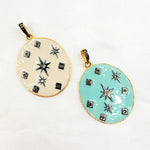 Load image into Gallery viewer, DP537A. Diamond Sterling Silver Oval Enamel Pendant