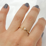 Load image into Gallery viewer, 14k Solid Gold Circle and Rectangle Diamond Ring.