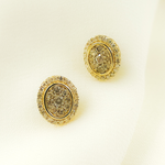 Load image into Gallery viewer, EFH52014. 14K Solid Gold and Diamonds Oval Earrings