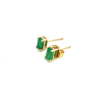 Load image into Gallery viewer, ESI59090EM. 14k Solid Yellow Gold Emerald Studs