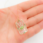 Load image into Gallery viewer, Buy Now 14K Gold Rectangle Evil Eye Pendant