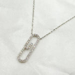 Load image into Gallery viewer, NT403712. 14K Solid Gold Diamond Paperclip Shape Necklace