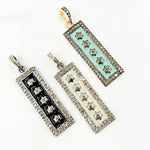 Load image into Gallery viewer, DP503A. Diamond Sterling Silver Rectangle Stars Enamel Pendant