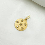 Load image into Gallery viewer, 14K Solid Gold Circle Charm with Diamond Stars. GDP537