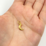 Load image into Gallery viewer, GDP297. 14K Solid Gold with Diamonds Moon Shape Charm