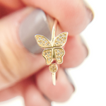 Load image into Gallery viewer, 14K Solid Gold Butterfly Diamond Ring.